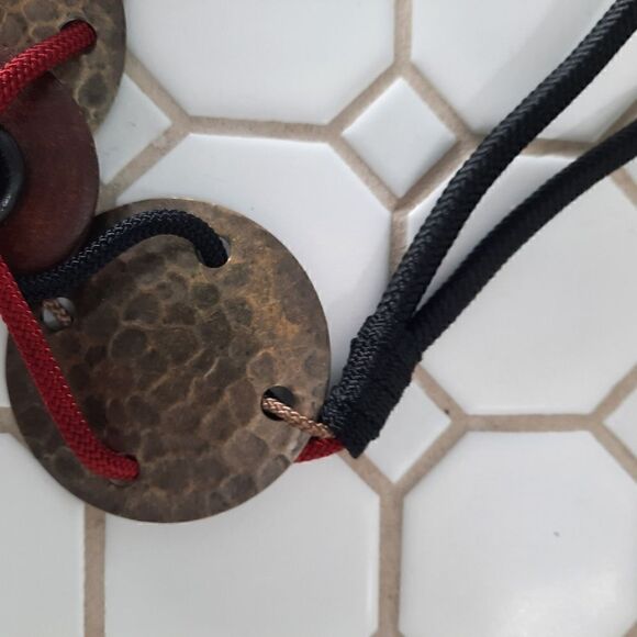 Hammered Brass and Wooden Belt - Picture 6 of 7